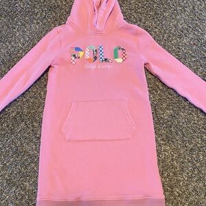 Polo by Ralph Lauren Pink Hooded Sweatshirt Dress with Colorblock Logo